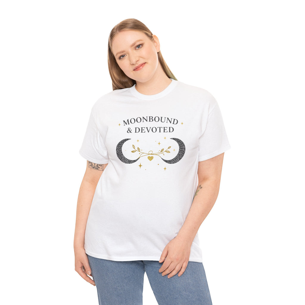 Moonbound & Devoted Tee — Celestial Crescent Moon Graphic T-Shirt