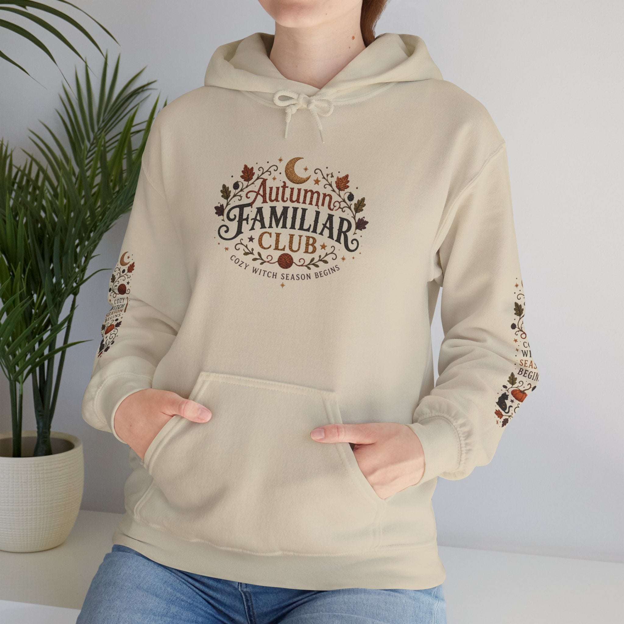 Familiar Club Hoodie — Autumn Cats & Pumpkins Cozy Fall Sweatshirt