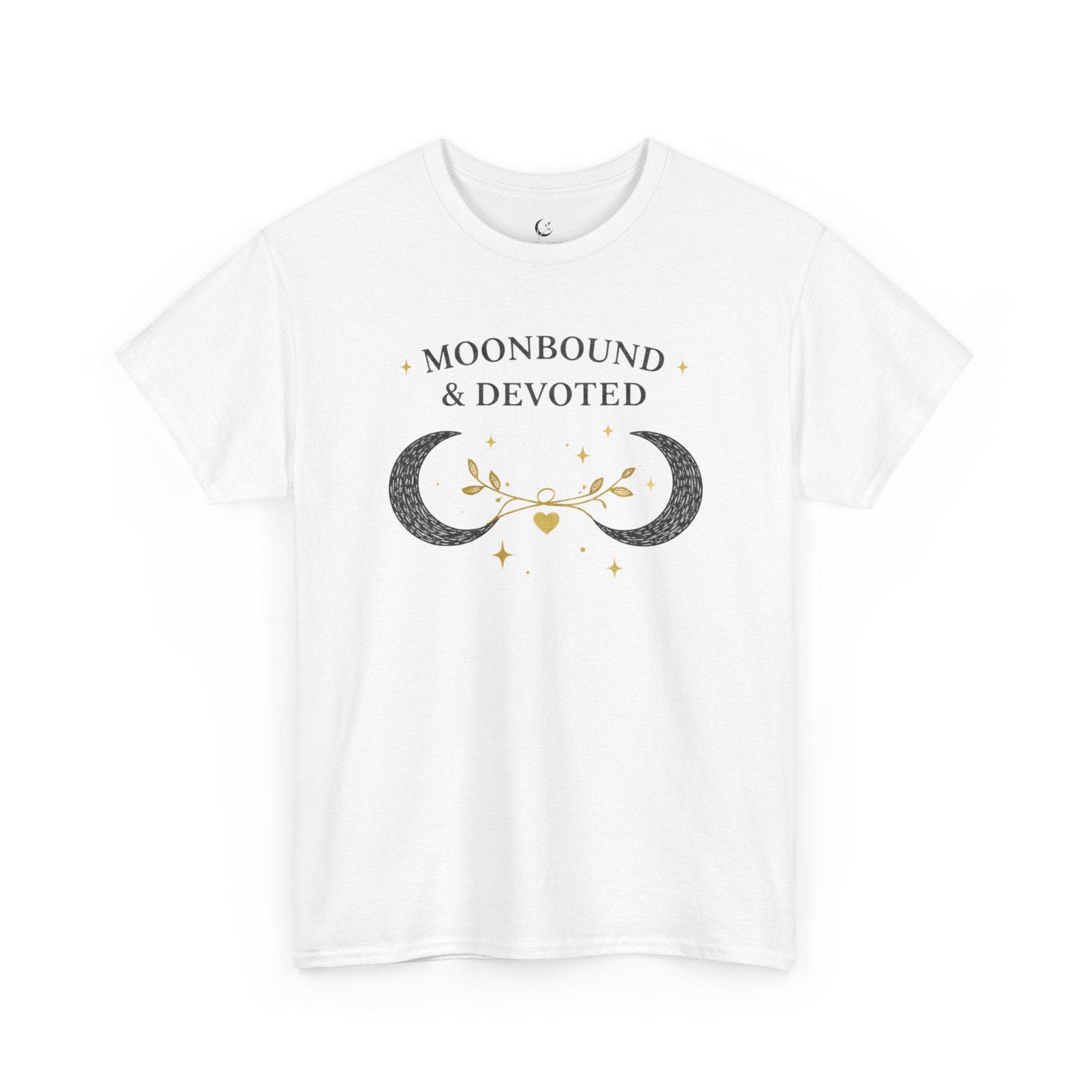 Moonbound & Devoted Tee — Celestial Crescent Moon Graphic T-Shirt