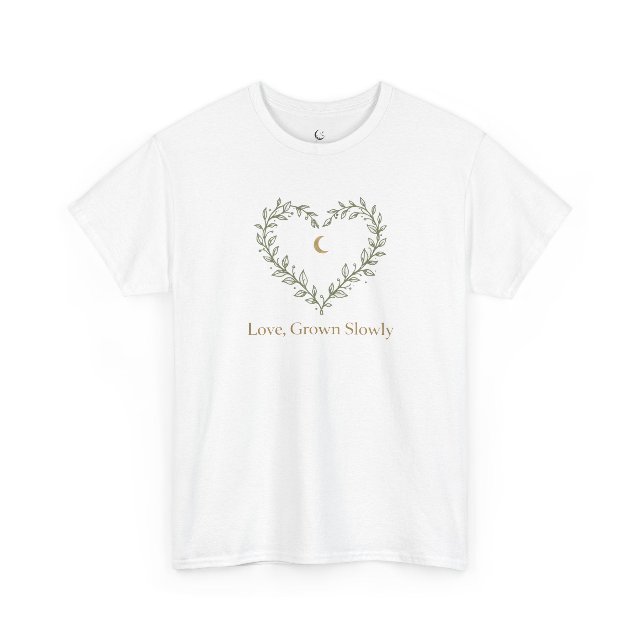 Love Grows Slowly Floral Heart Tee — Moon & Vine Inspirational Shirt