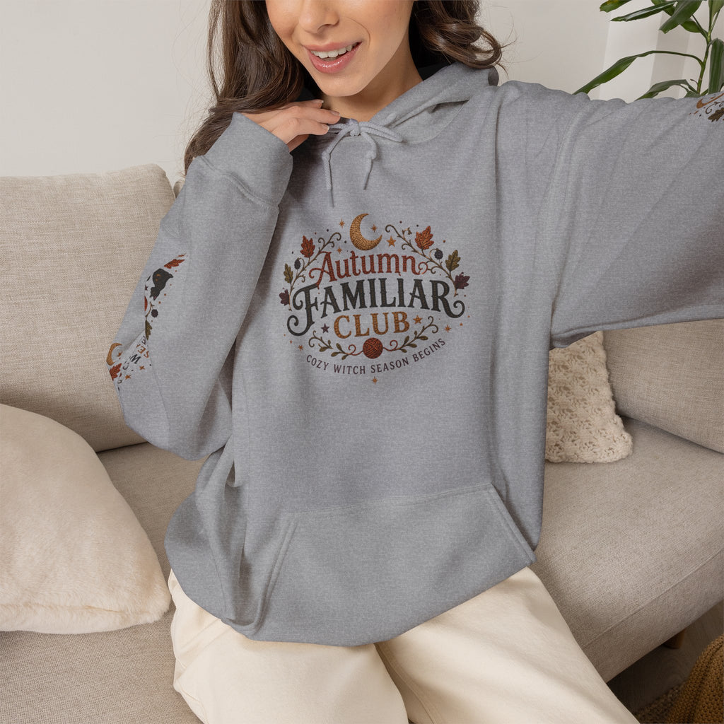 Familiar Club Hoodie — Autumn Cats & Pumpkins Cozy Fall Sweatshirt