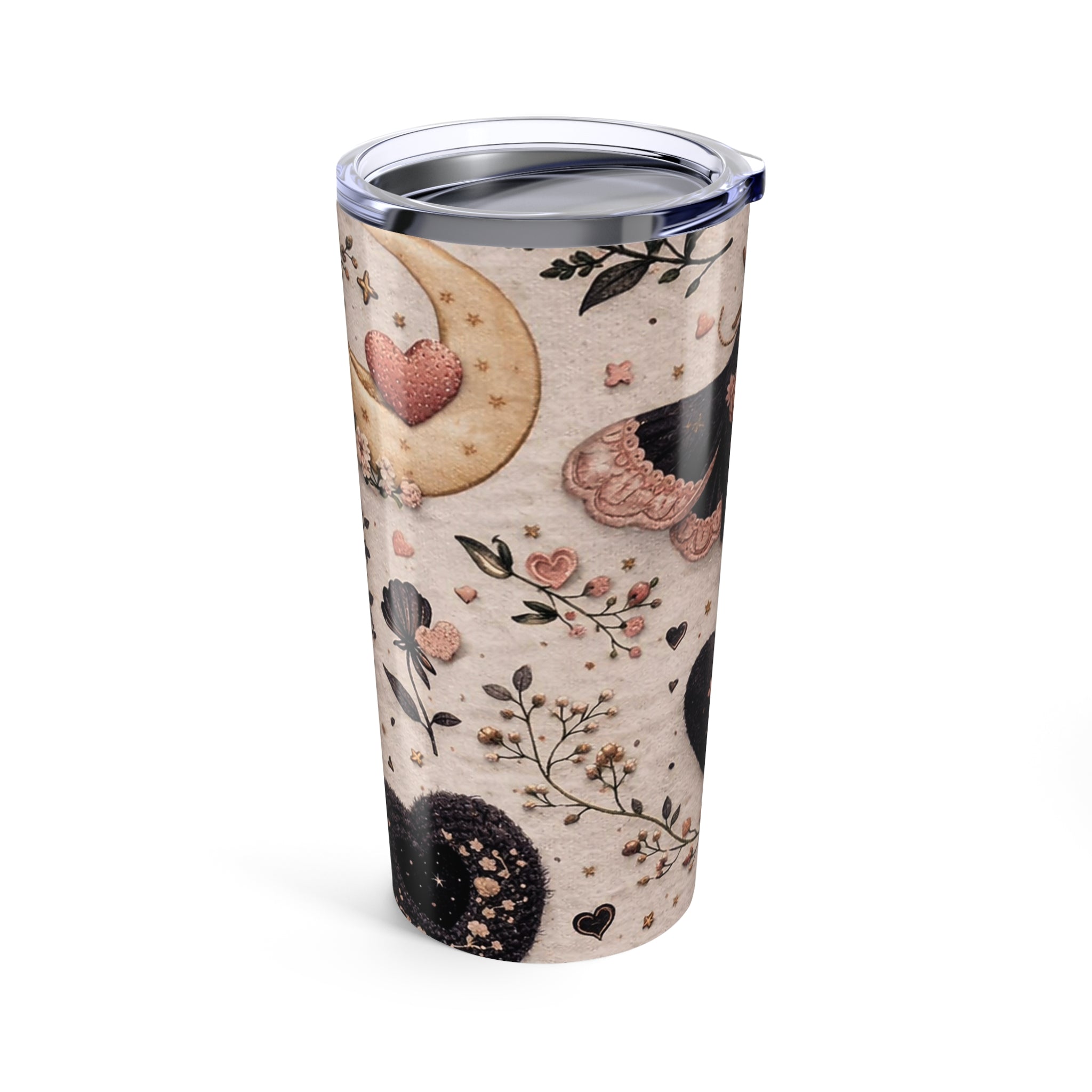 20oz Witchy Moon & Moth Tumbler — Celestial Floral Travel Cup