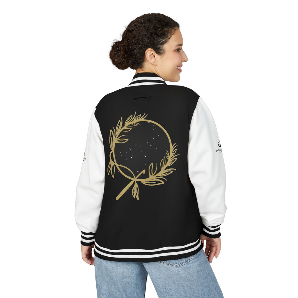 Red & White Letterman Jacket with Gold Laurel Night Sky Crest