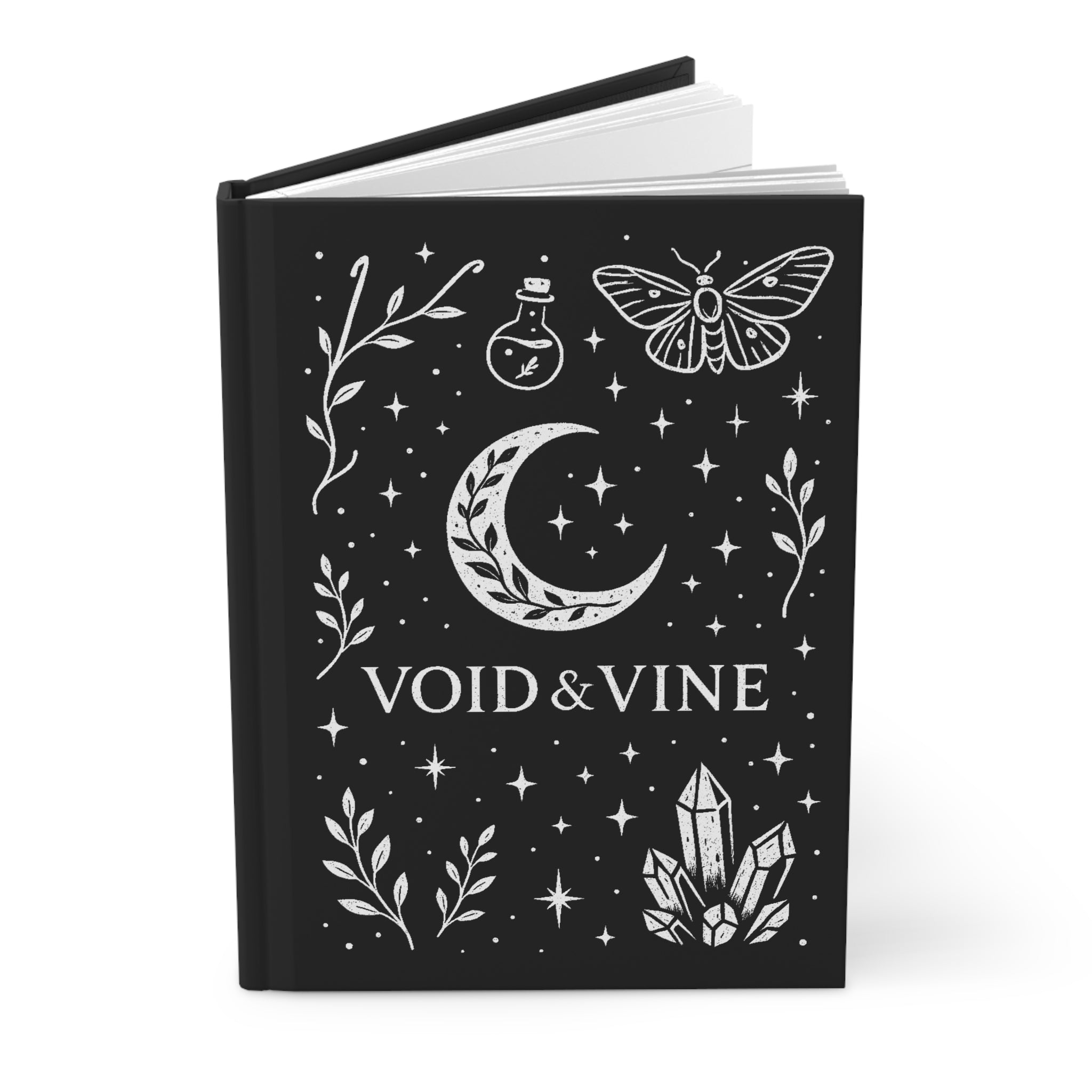Void & Vine Moon Journal — Hardcover Matte Notebook with Celestial Botanicals