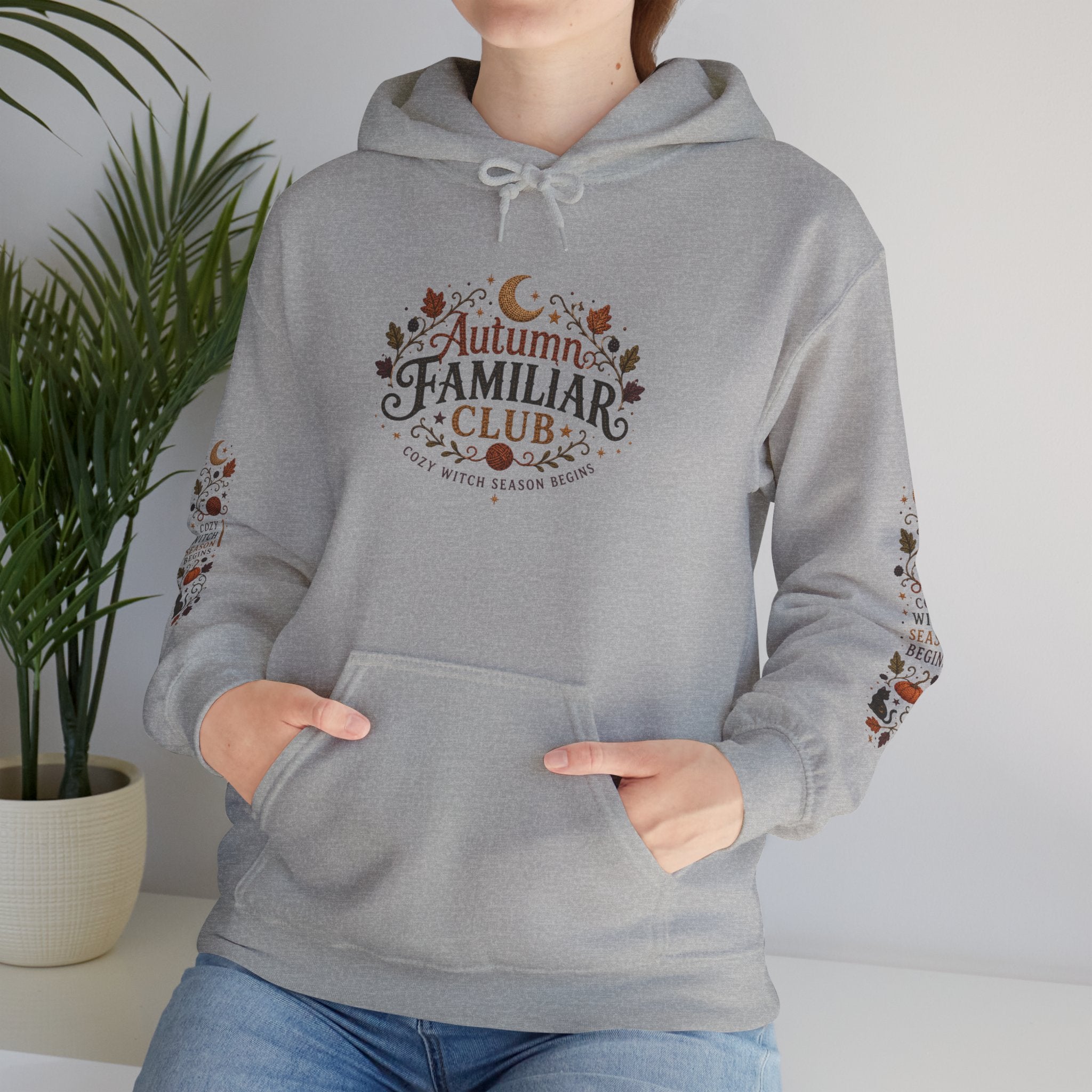 Familiar Club Hoodie — Autumn Cats & Pumpkins Cozy Fall Sweatshirt