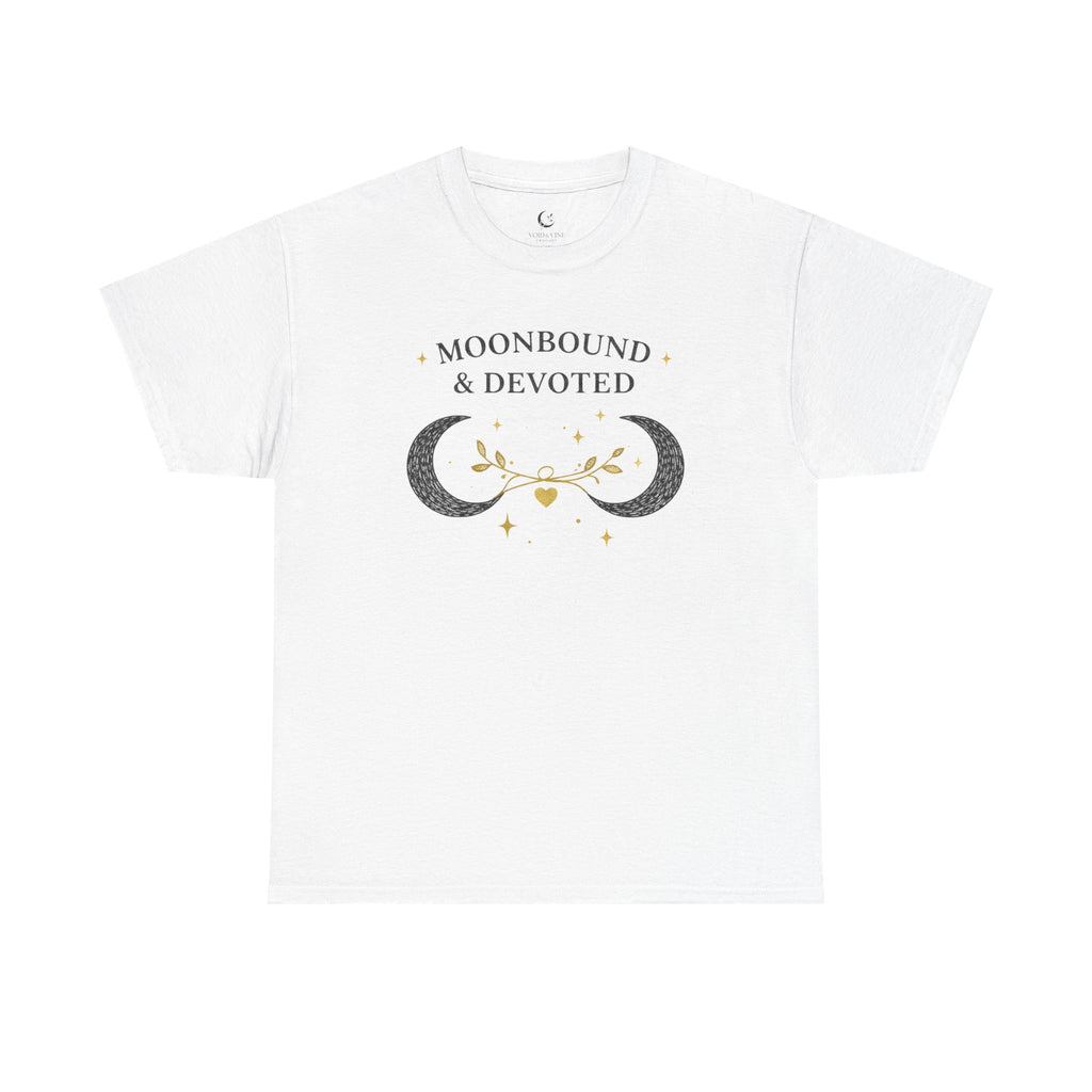 Moonbound & Devoted Tee — Celestial Crescent Moon Graphic T-Shirt