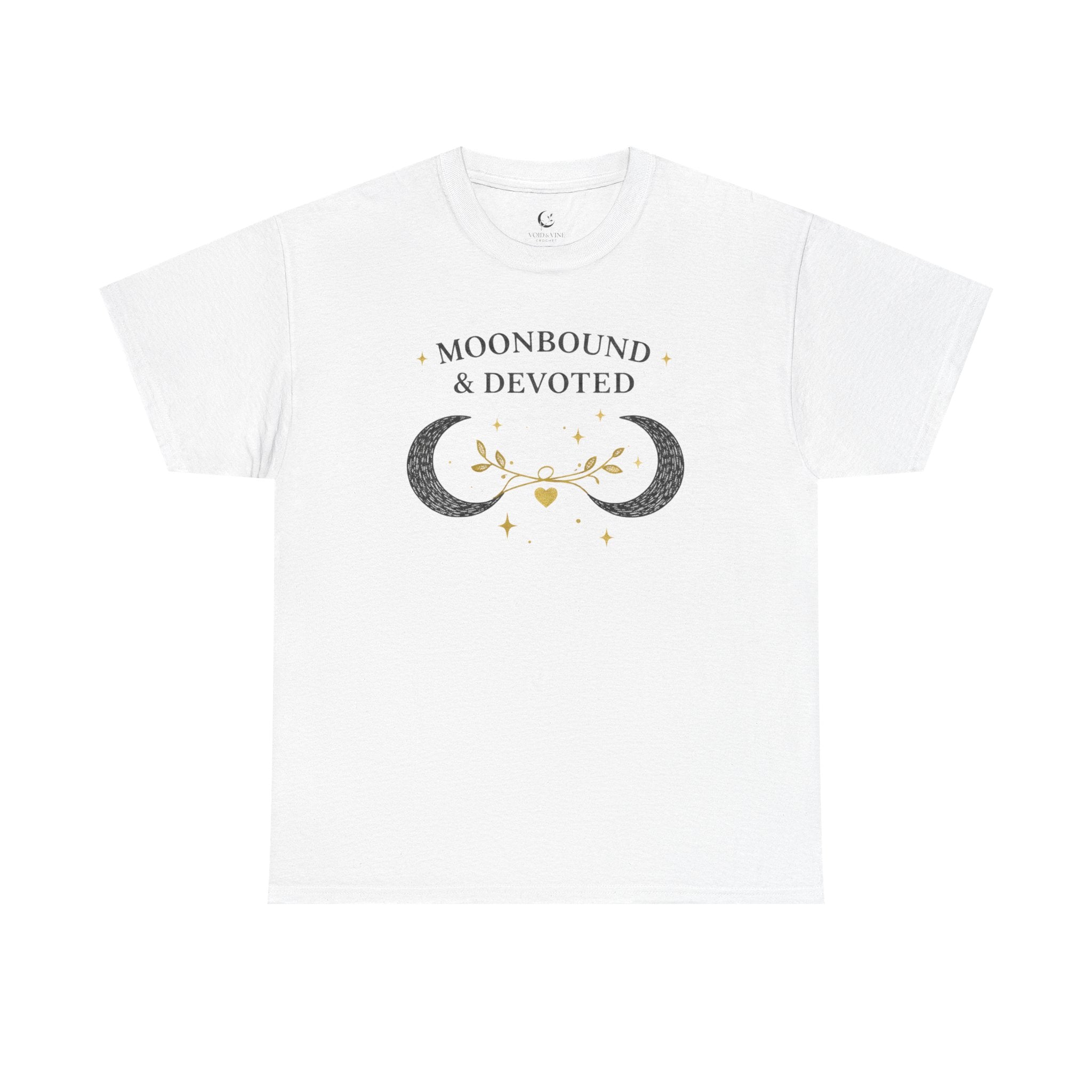 Moonbound & Devoted Tee — Celestial Crescent Moon Graphic T-Shirt