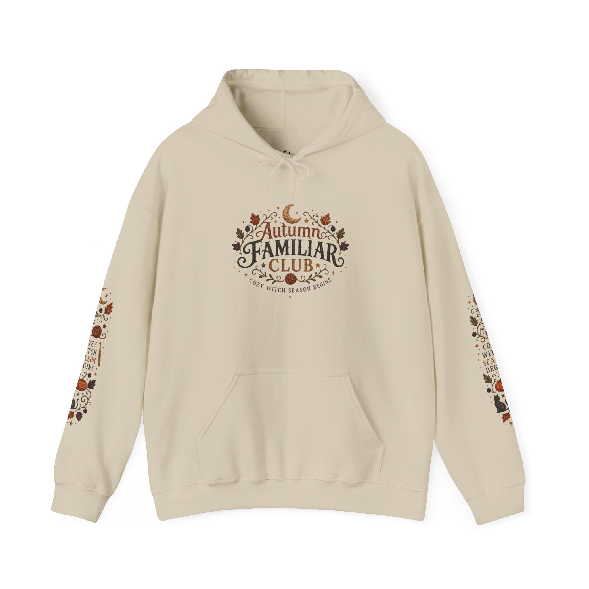 Familiar Club Hoodie — Autumn Cats & Pumpkins Cozy Fall Sweatshirt