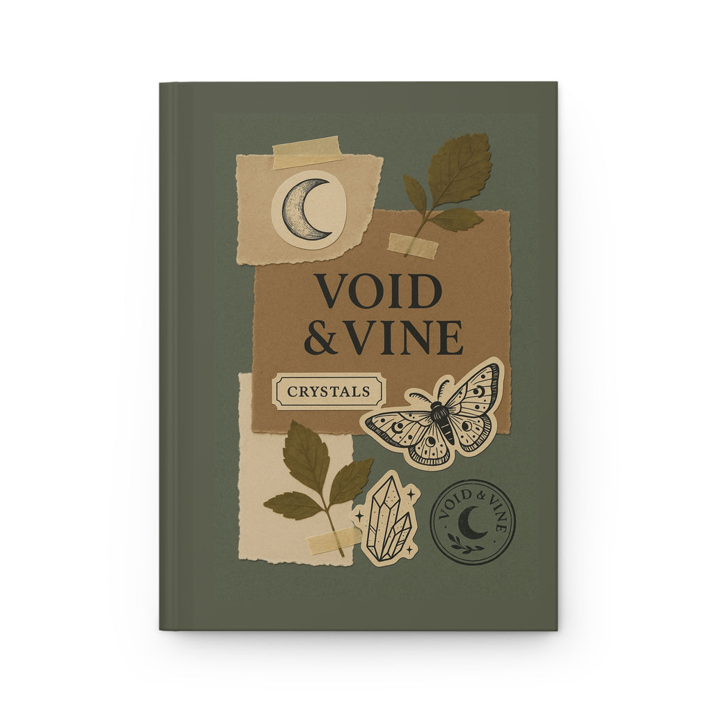 Void & Vine Crystals Hardcover Journal — Botanical Moon Notebook