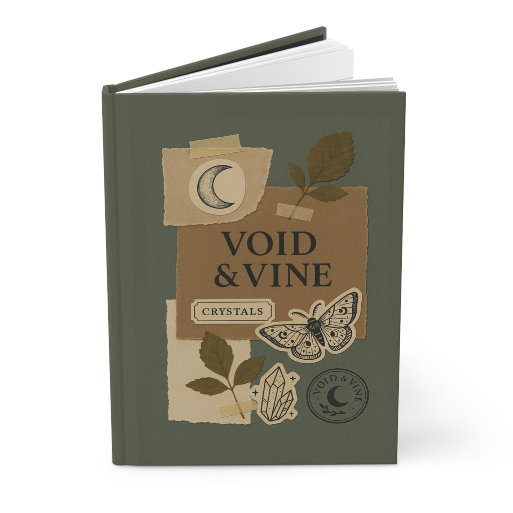 Void & Vine Crystals Hardcover Journal — Botanical Moon Notebook
