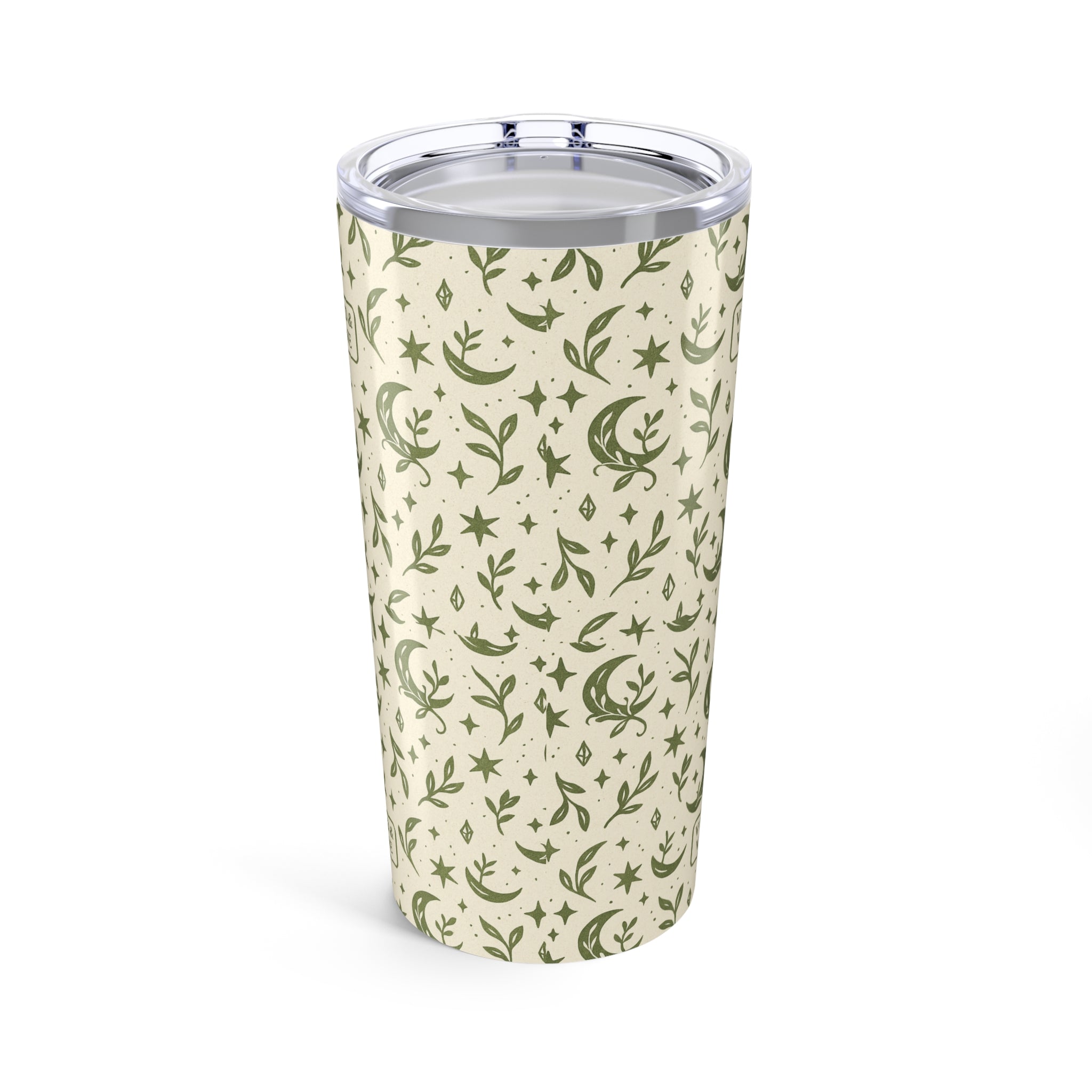 Celestial Moon & Stars 20oz Tumbler — Green Boho Night Sky Travel Cup