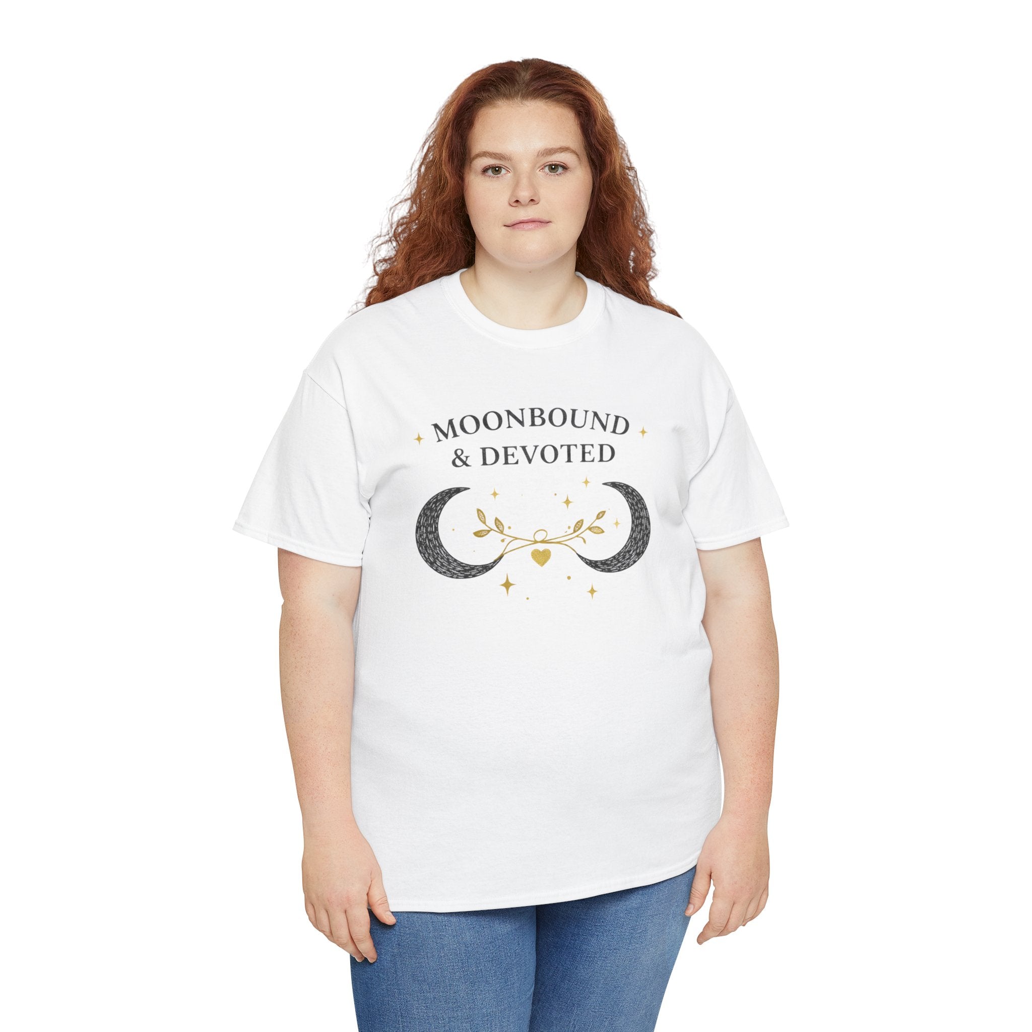 Moonbound & Devoted Tee — Celestial Crescent Moon Graphic T-Shirt