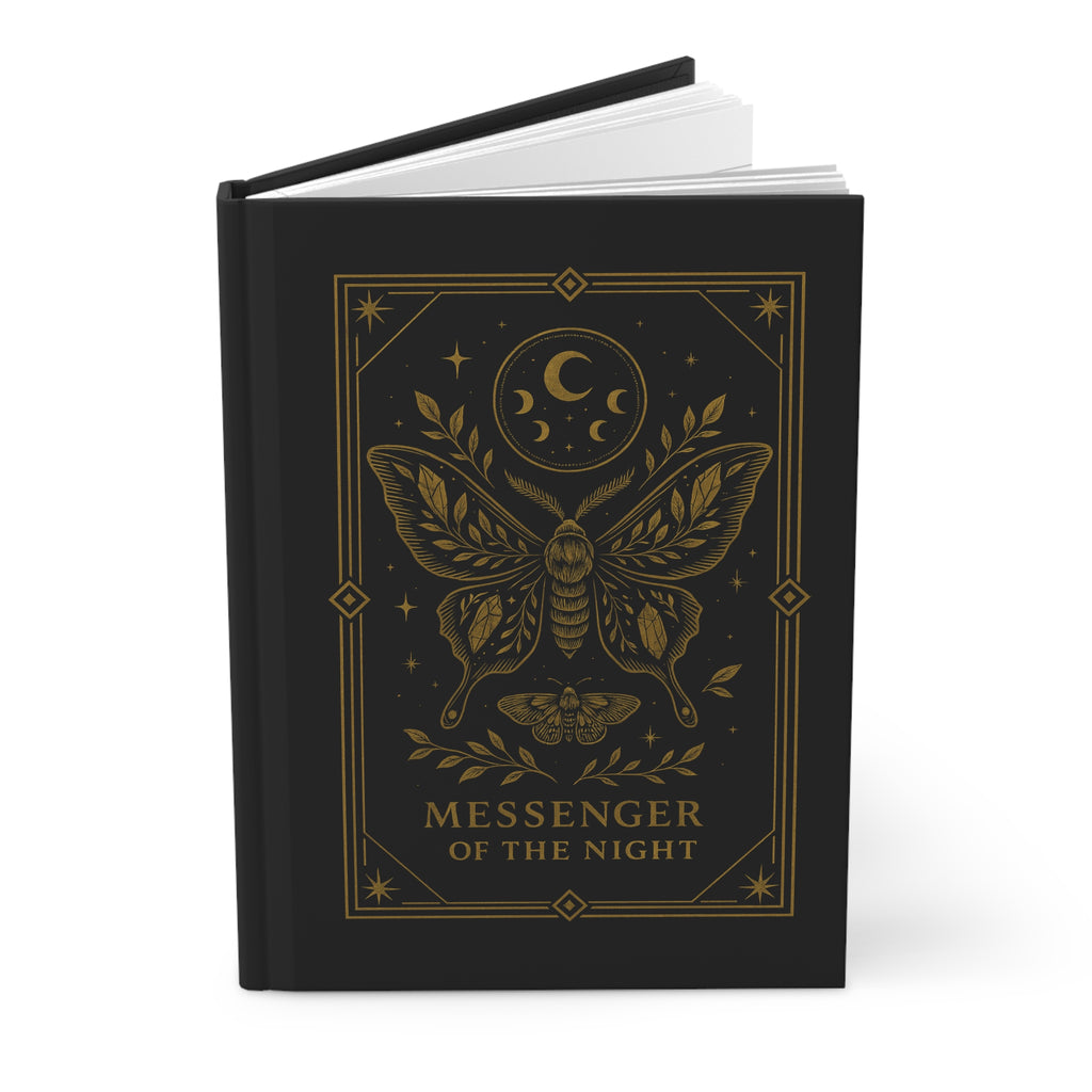 Messenger of the Night Hardcover Journal — Gothic Moth Notebook for Witchy Notes, Moon Magic & Tarot