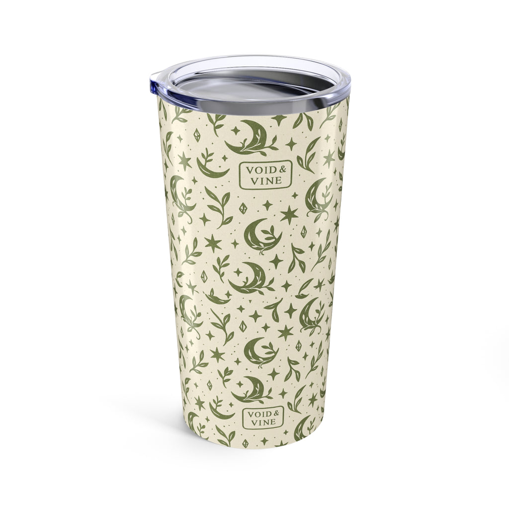 Celestial Moon & Stars 20oz Tumbler — Green Boho Night Sky Travel Cup